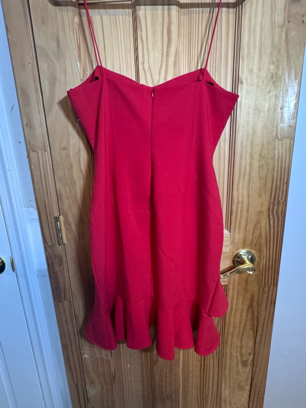 Revolve Likely Red Spaghetti-Strap Ruffle-Hem Mini Dress - Picture 6 of 6